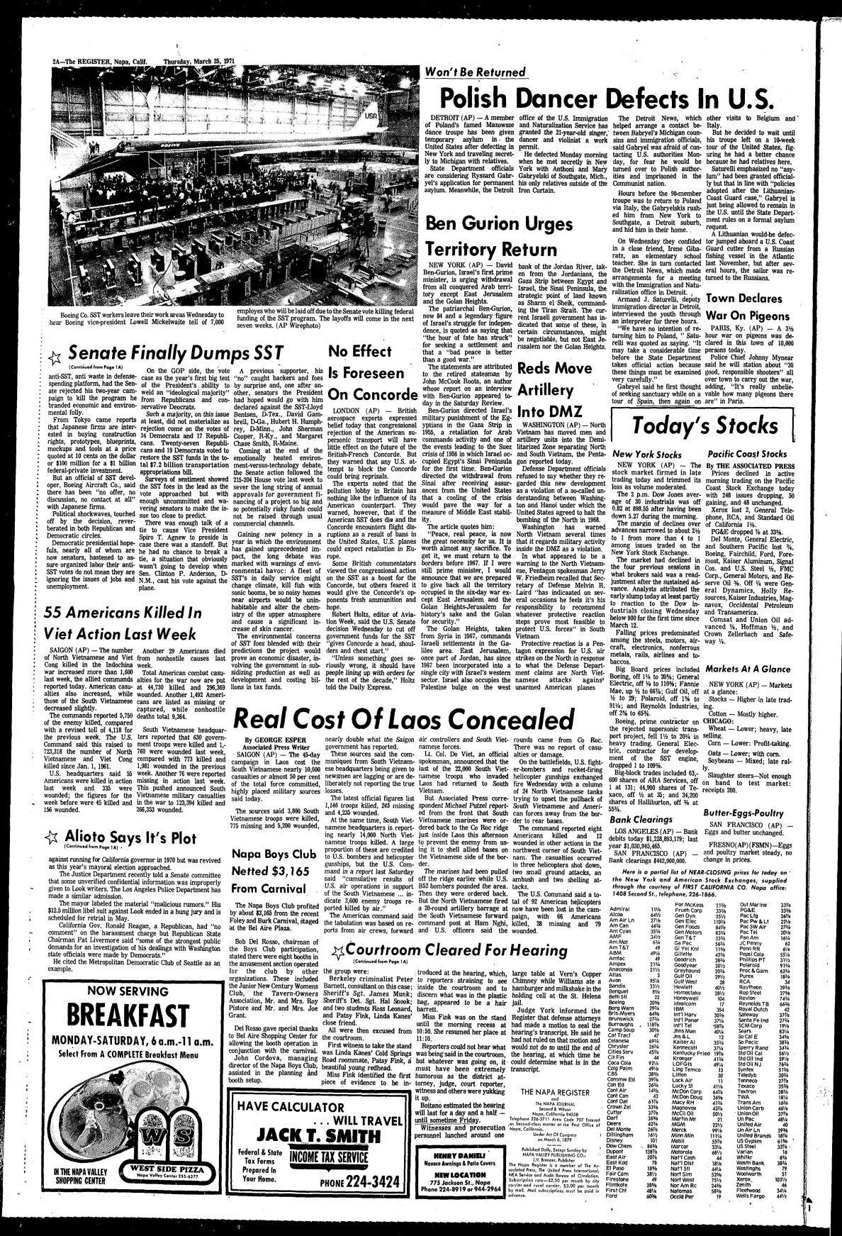 Willie the Woodcutter and Napa Register murder coverage: 03/25/71 Page 2A